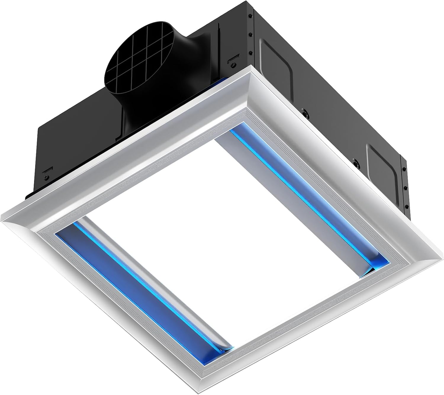 12 Bathroom Exhaust Fan with Light,160 CFM, 1.0 Sone Ultra Quiet, Aluminum Bathroom Vent Fan, 10x10 Mount, 6000K LED Light Ceiling Ventilation Fan with Blue Nightlight (White)